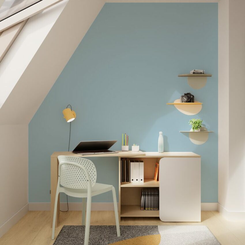 Déco bureau bleu ciel