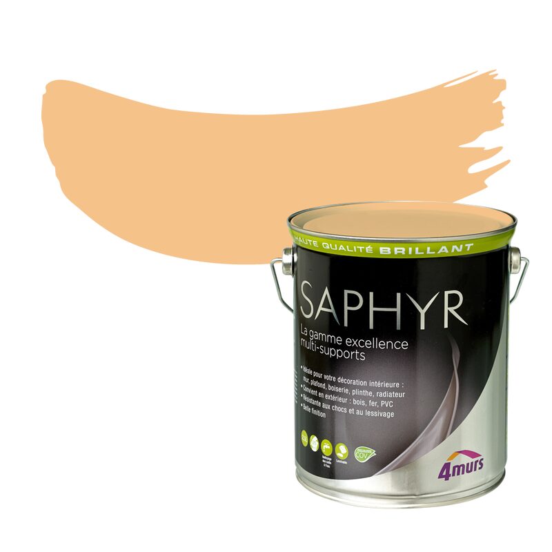 Peinture Multi-supports SAPHYR Alkyde abricot clair Brillant 2,5 L