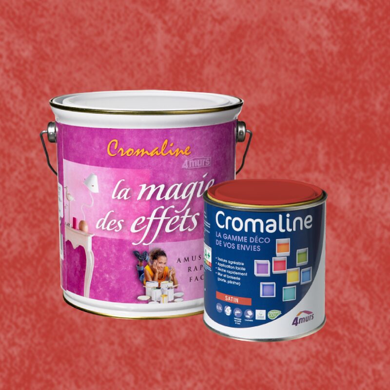 Peinture Finition MAGIE DES EFFETS Acrylique vermillon Satiné 0,5 L Cromaline + Primaire gel incolore Satiné 1,5 L