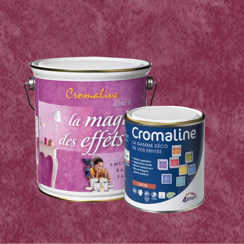 Peinture Finition MAGIE DES EFFETS Acrylique prune Satiné 0,5 L Cromaline + Primaire gel incolore Satiné 1,5 L