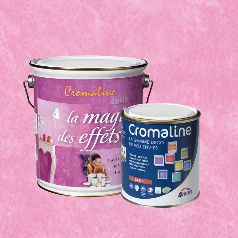 Peinture Finition MAGIE DES EFFETS Acrylique guimauve Satiné 0,5 L Cromaline + Primaire gel incolore Satiné 1,5 L