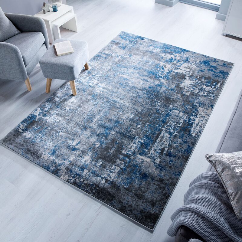 Tapis WONDERLUST coloris bleu gris 120 x 170 cm