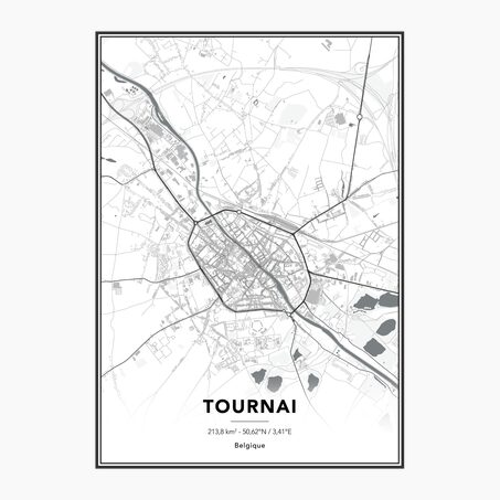 4MURS Image sous verre MAP TOURNAI 50 x 70 cm