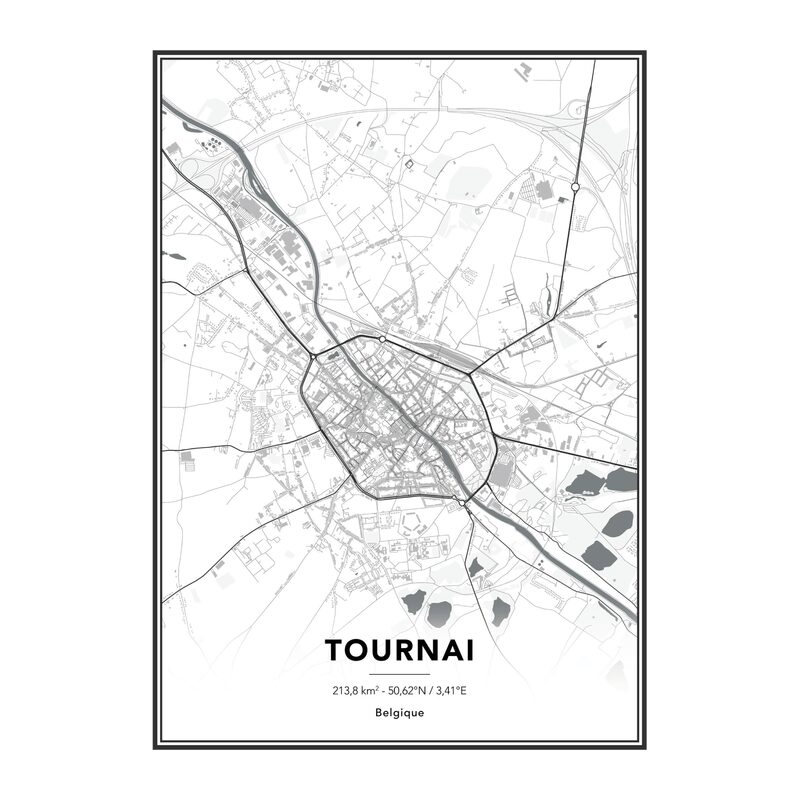 Image sous verre MAP TOURNAI 50 x 70 cm