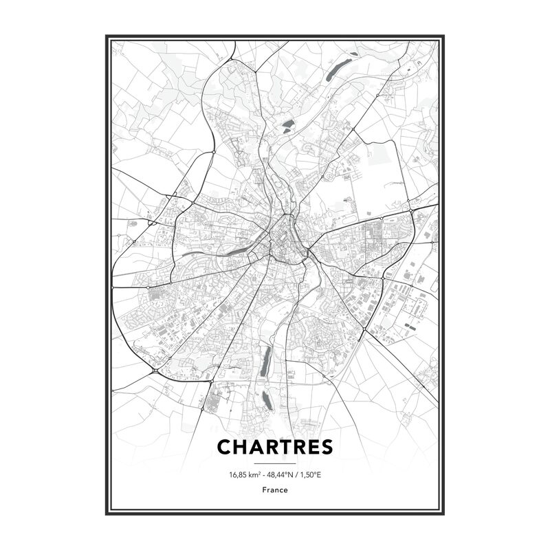 Image sous verre MAP CHARTRES 50 x 70 cm