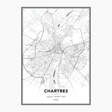 4MURS Image sous verre MAP CHARTRES 50 x 70 cm