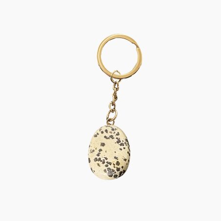 Stones Club Lithothérapie PORTE CLÉS JASPE DALMATIEN beige