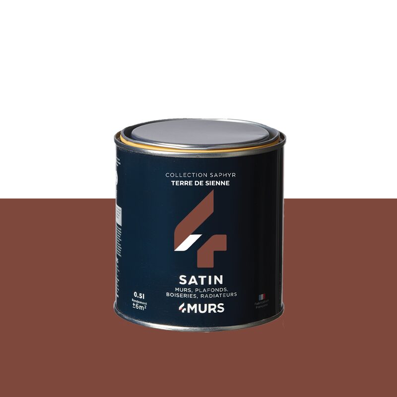 Peinture SAPHYR Alkyde terre de sienne Satiné 0,5 L