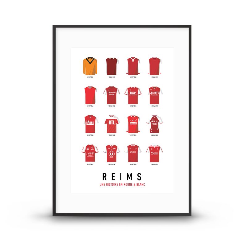 Affiche REIMS MAILLOTS HISTORIQUES 40 x 60 cm