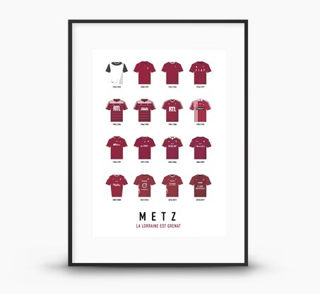 Sport à l' Affiche FC METZ MAILLOTS HISTORIQUES 40 x 60 cm