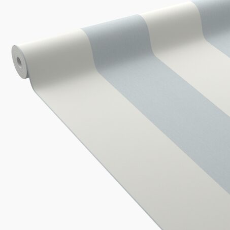 4MURS Papier peint vinyle PODIUM STRIPE bleu grisé et blanc