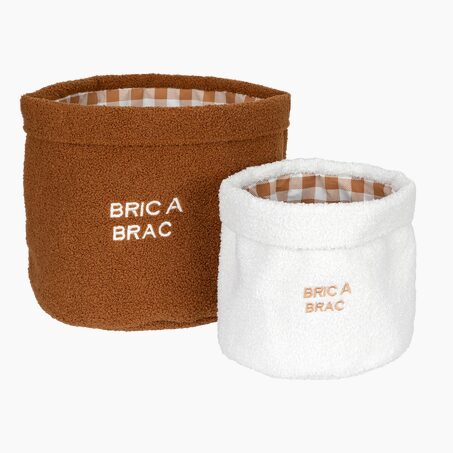 Panier BRIC A BRAC coloris terracotta & blanc