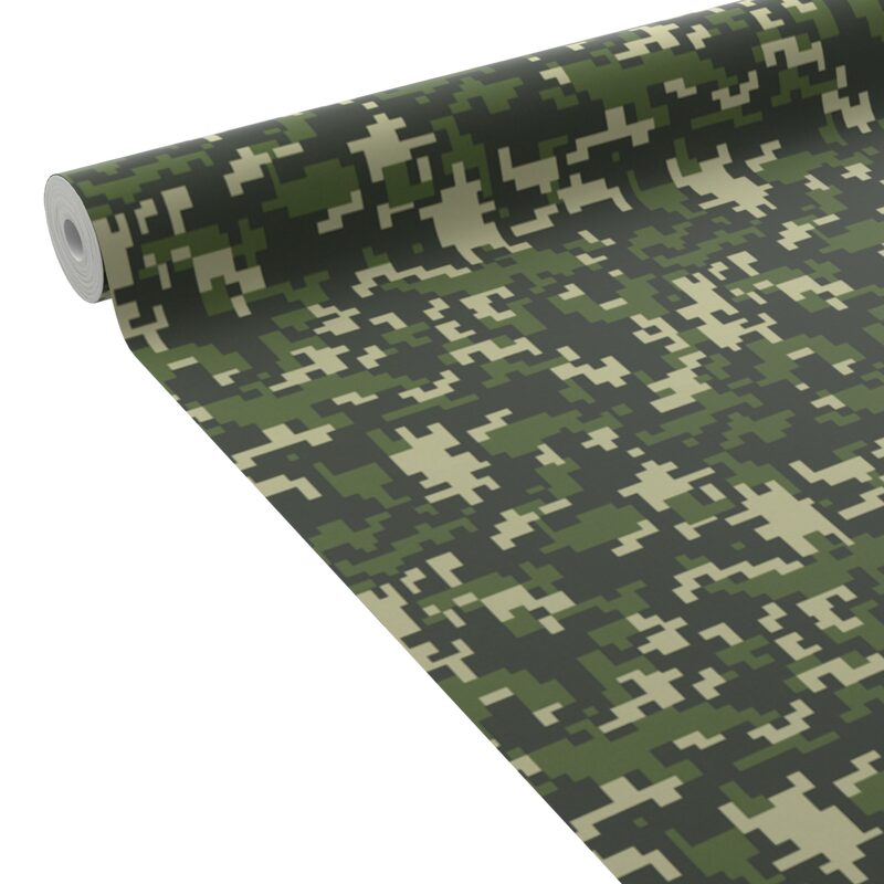 Papier peint intissé CAMO coloris vert kaki