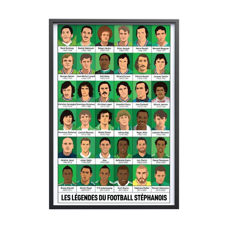 Affiche LES LÉGENDES DU FOOT STÉPHANOIS 40 x 60 cm