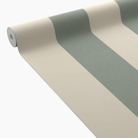 Papier peint vinyle PODIUM STRIPE vert de gris et blanc