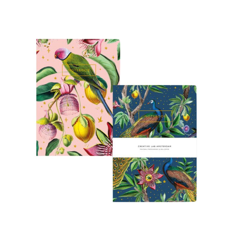 Carnet Lot de 2 carnets PASSION PEACOK / BOTANICAL GARDEN coloris ROSE, BLEU