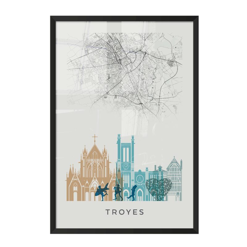 Image encadrée MAP TROYES 40 x 60 cm