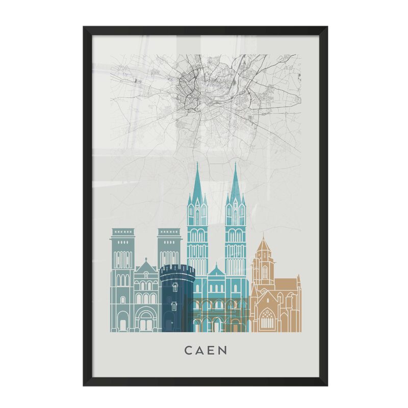 Image encadrée MAP CAEN 40 x 60 cm