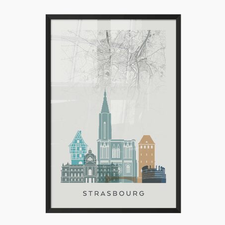 4MURS Image encadrée MAP STRASBOURG 40 x 60 cm