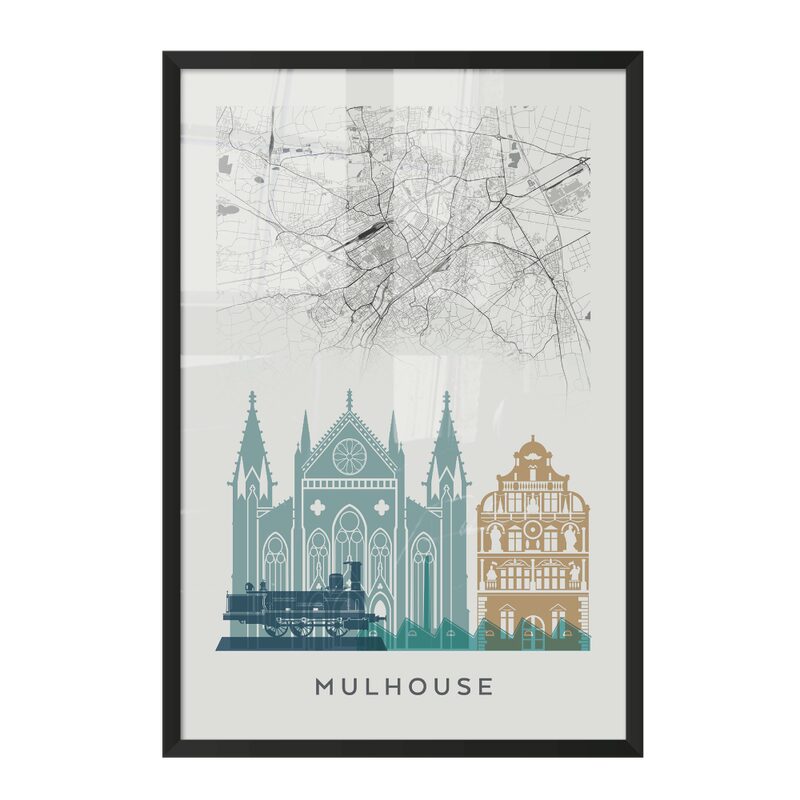 Image encadrée MAP MULHOUSE 40 x 60 cm