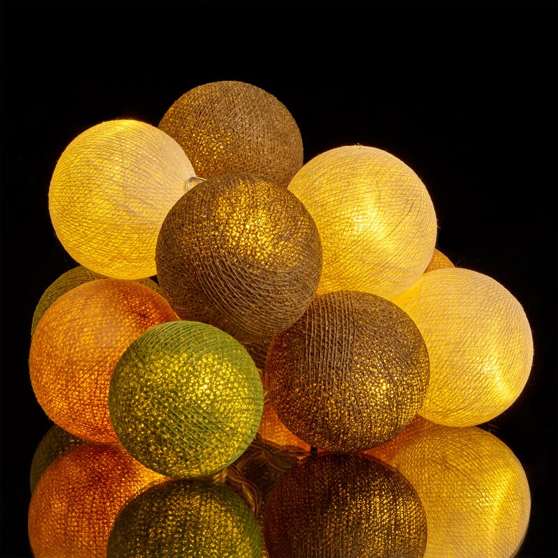 Guirlande lumineuse boule VINTAGE coloris jaune moutarde - 4MURS