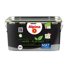 ALPINA - Alpina Peinture Acrylique Murs & Plafonds Blanc Mat - 2,5L, 5L,  10L - Blanc - Cette peinture Alpina Murs et Plafonds est une peinture  intérieur - Livraison gratuite dès 120€