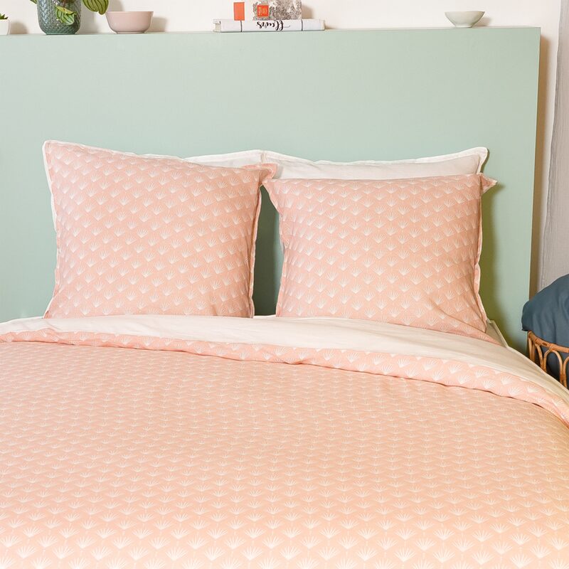 Parure de lit imprimée roxane - coton - rose terracotta - 240x220